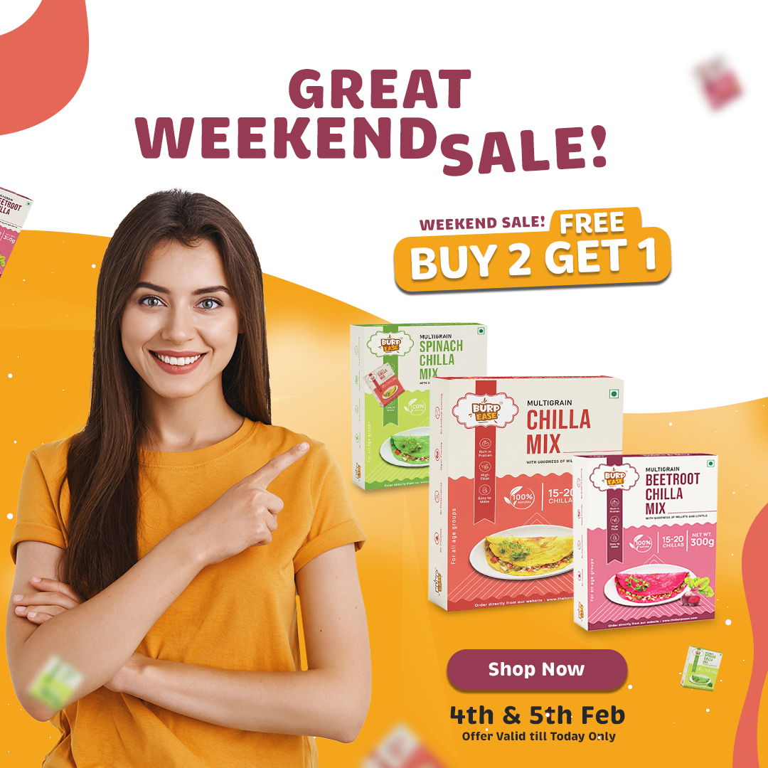 F&B social media promotion for the Burp Ease weekend snack sale